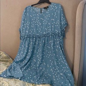 Blue with white dots baby doll dress